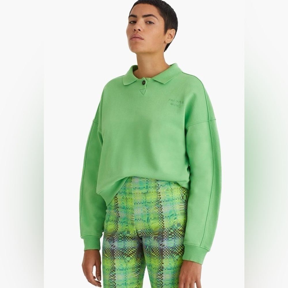 Paloma Wool Organic Cotton  Unisex polo Tiger In Light Mint Sz Small